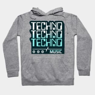 TECHNO  - Retro Computer Font  (Teal) Hoodie